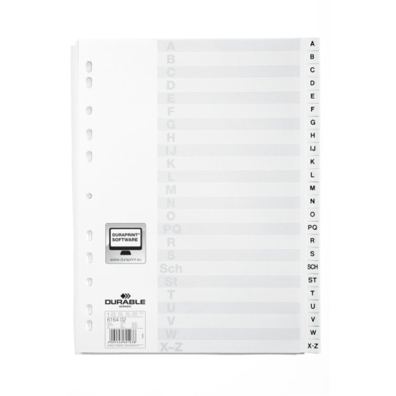 Durable 6164-02 Alphabetic tab index Polypropylene (PP) White