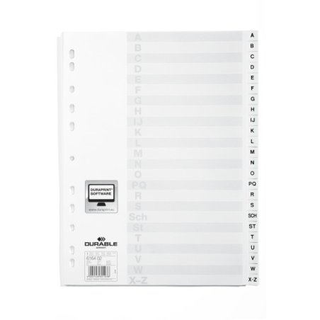 Durable 6164-02 Onglet avec index alphabétique Polypropylène (PP) Blanc