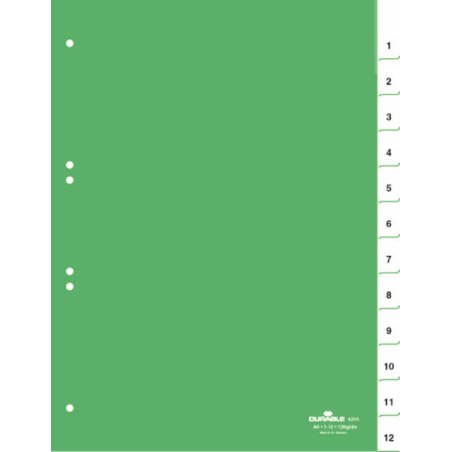 DURABLE Intercalaires en plastique, PP, 12 touches