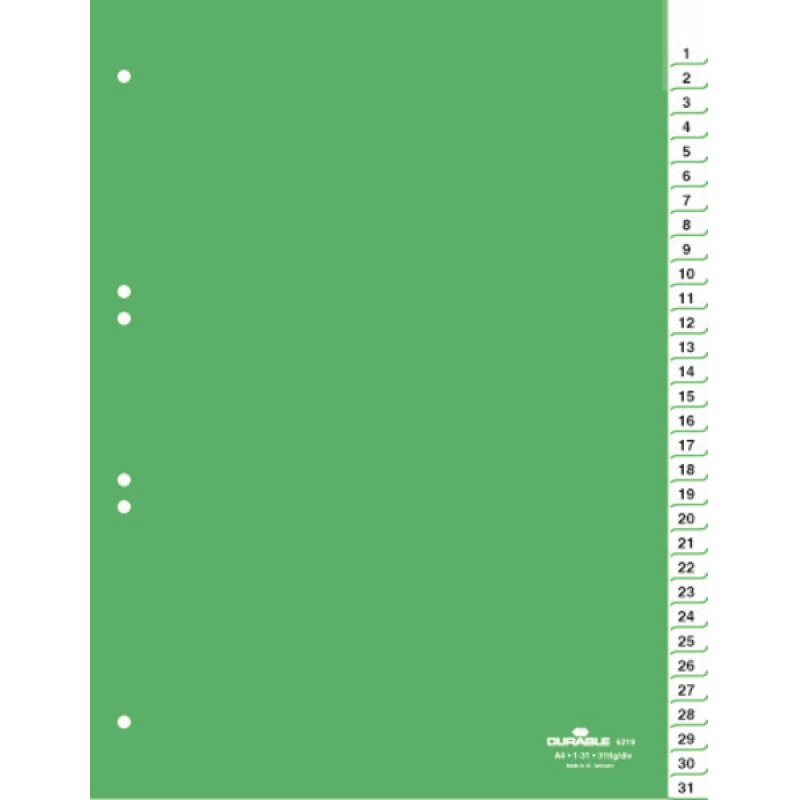 Durable Répertoires avec insertions pré-insérées, imprimées 1-31