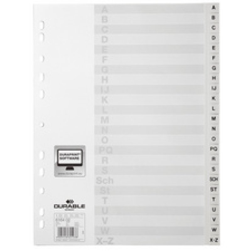 DURABLE Kunststoff-Register, A-Z, A4, 20-teilig, grau