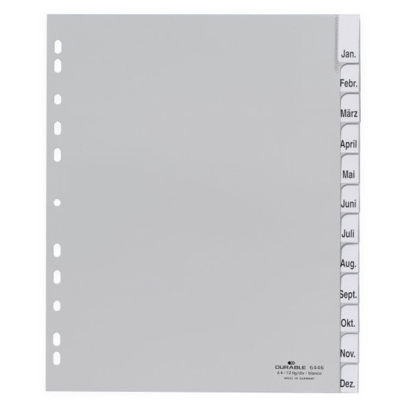 DURABLE Intercalaires en plastique, A4, PP, 12 pièces