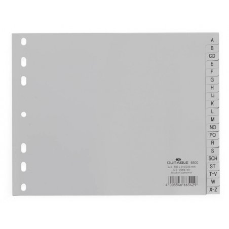 Durable 6500 Onglet avec index alphabétique Polypropylène (PP) Gris