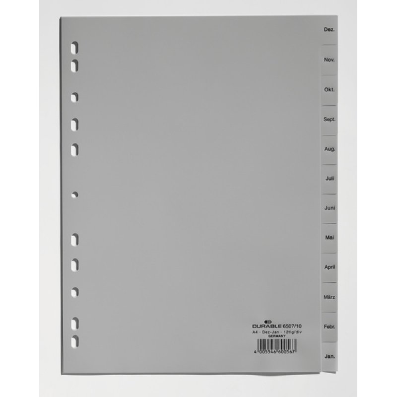 DURABLE Kunststoff-Register, Monate, A4, Dezember - Januar
