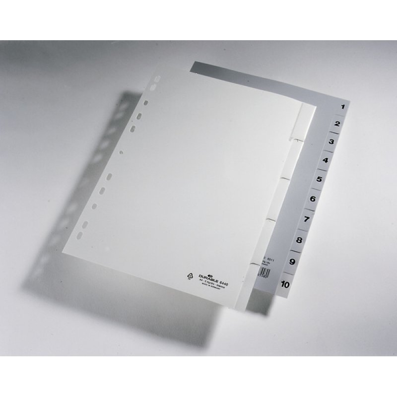 Durable 6511-10 Onglet avec index numérique Polypropylène (PP) Gris
