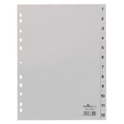 Durable 651210 intercalaire de classement Onglet avec index numérique Polypropylène (PP) Gris