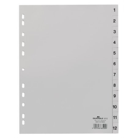 Durable 651210 tab index Numeric tab index Polypropylene (PP) Grey