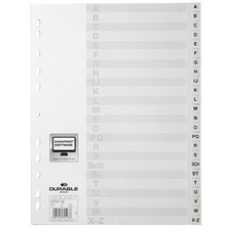 DURABLE Kunststoff-Register, A-Z, A4, 20-teilig, grau