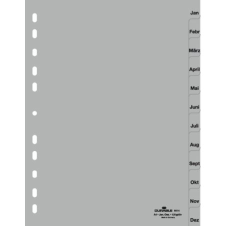 Durable 6514 Months tab index Polypropylene (PP) Grey