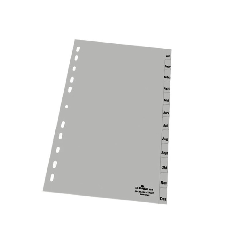 Durable 6514 Onglet avec index mensuel Polypropylène (PP) Gris