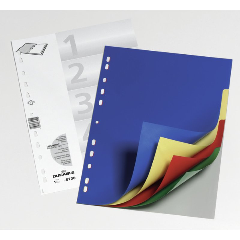 Durable Indexes with Printed and 5 Coloured Tabs