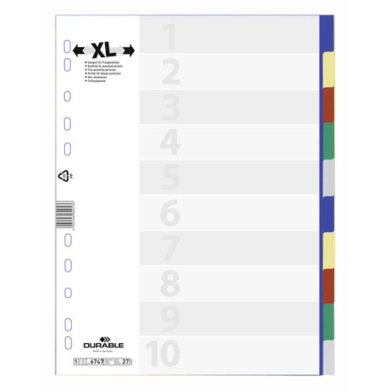 Durable 6747-27 Onglet avec index numérique Polypropylène (PP) Bleu