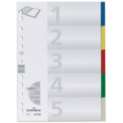 DURABLE Intercalaires en plastique, A4, PP, 20 touches