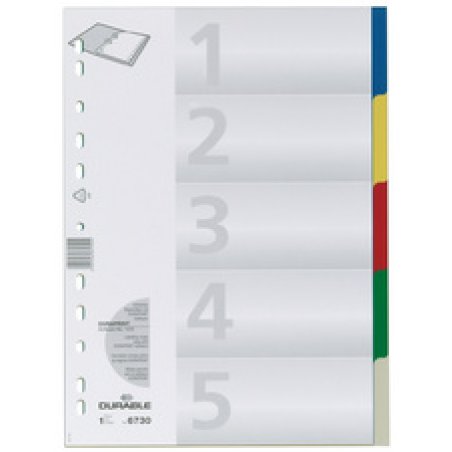 DURABLE Intercalaires en plastique, A4, PP, 20 touches