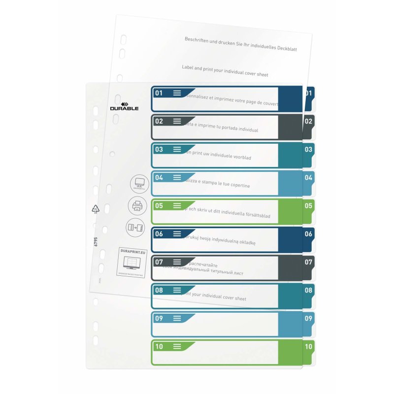 Durable 679527 tab index Blank tab index Polypropylene (PP) Multicolour