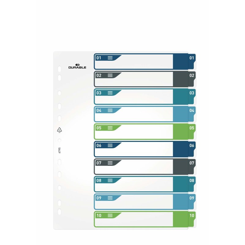 Durable 679527 tab index Blank tab index Polypropylene (PP) Multicolour