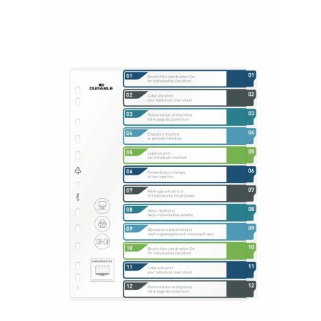 Durable 679627 tab index Blank tab index Polypropylene (PP) Multicolour