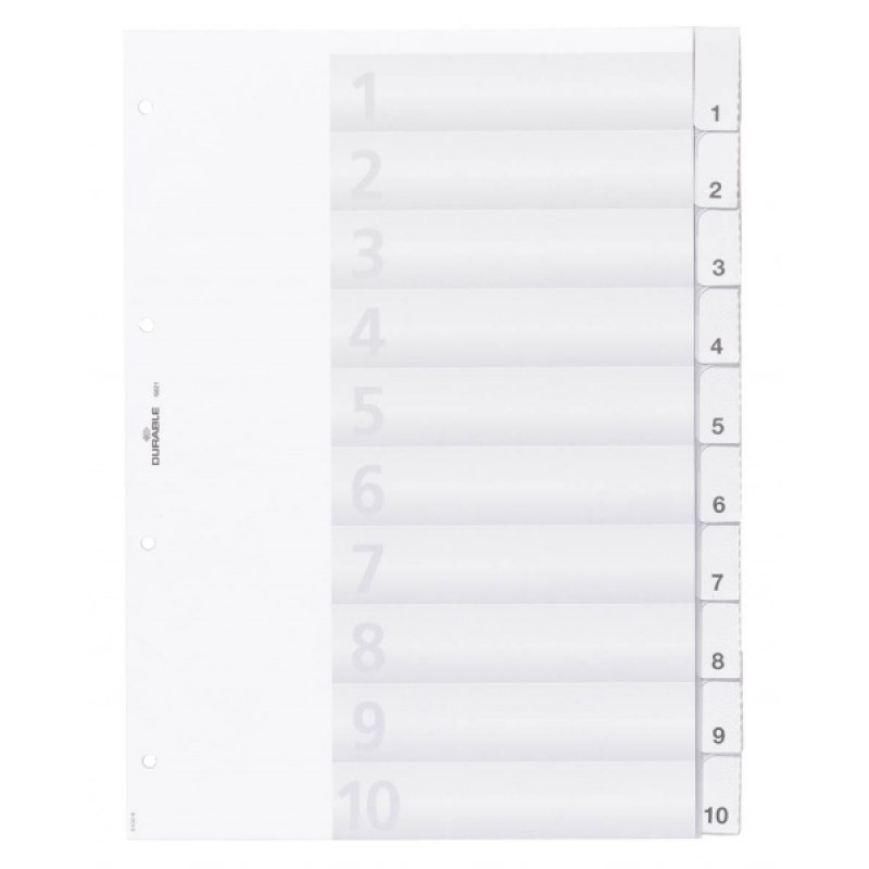 DURABLE Intercalaires en plastique, A4, 10 touches, transp.