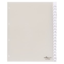 DURABLE Intercalaires en plastique, A4, 20 touches, transp.