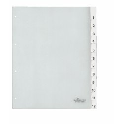 DURABLE Intercalaires plastique, A4, 12 touches, transparent