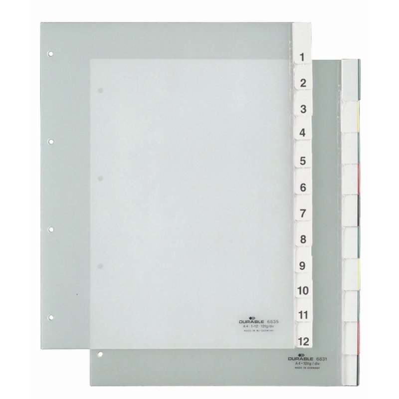 Durable 6835-19 Onglet avec index mensuel Transparent