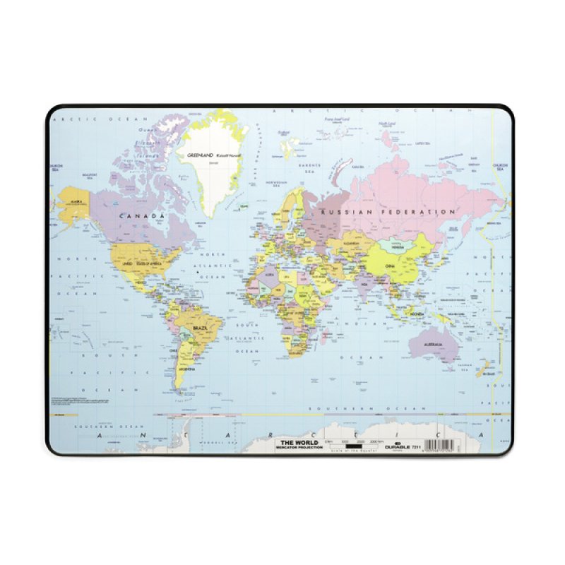 Durable Desk Mat with World Map