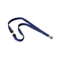 Durable Textile lanyard SOFT COLOUR midnight blue sangle Porte-badge Métal, Textile Bleu