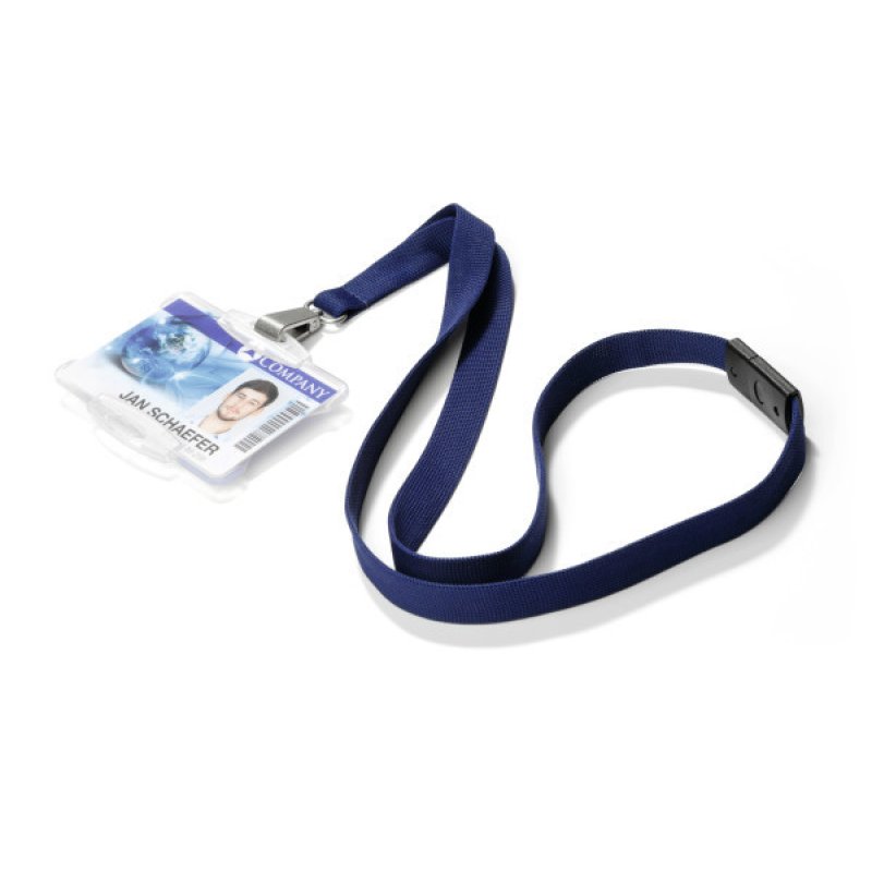 Durable Textile lanyard SOFT COLOUR midnight blue strap Badge holder Metal, Textile
