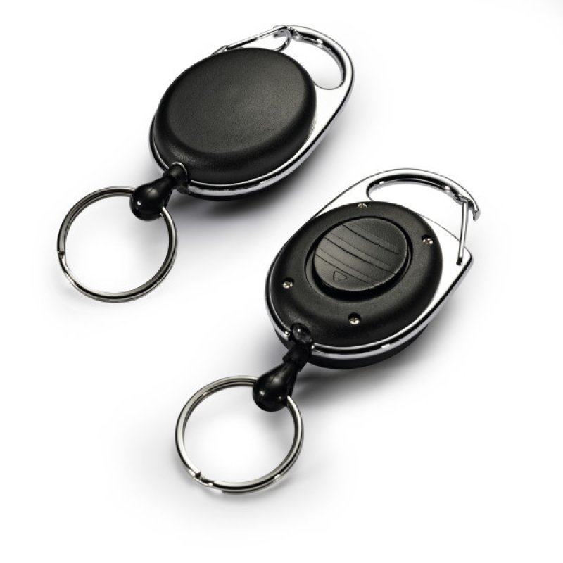 DURABLE porte-badges avec enrouleur et LED, ovale, noir