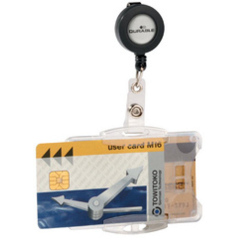 DURABLE Porte-carte double étui avec enrouleur, transparent
