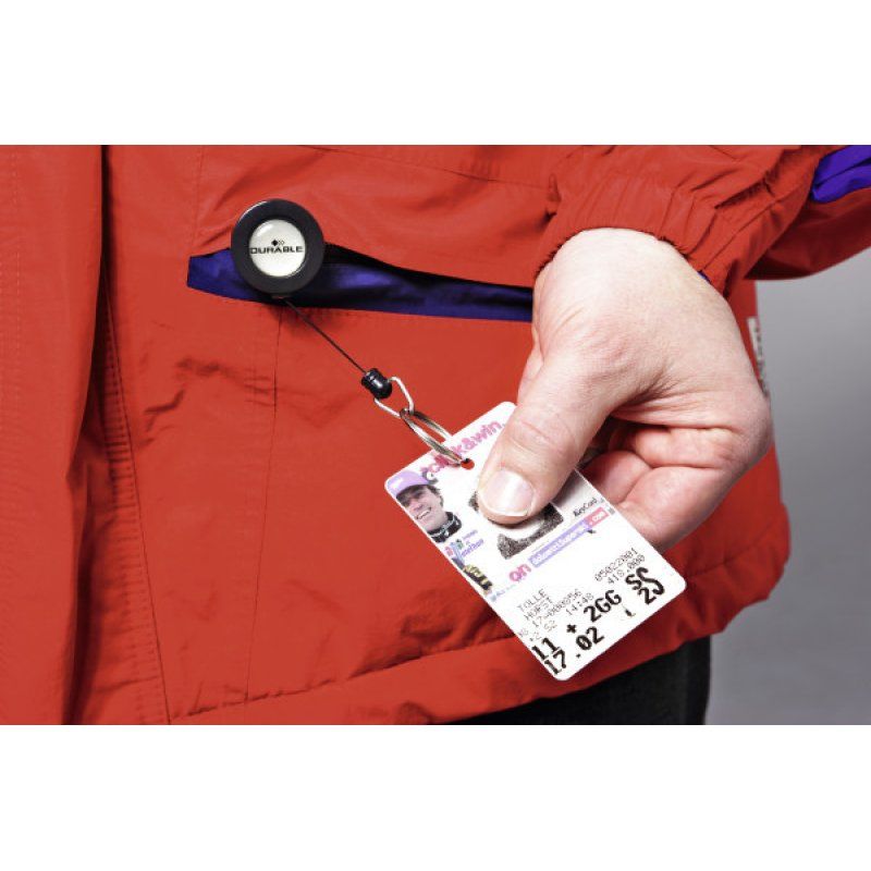 Durable 822258 Accessoire de porte-badge Porte-badge avec enrouleur Charbon de bois 10 pièce(s)