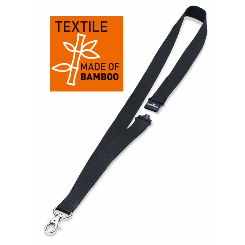 DURABLE Bande textile 20 ECO avec mousqueton, bambou, noir