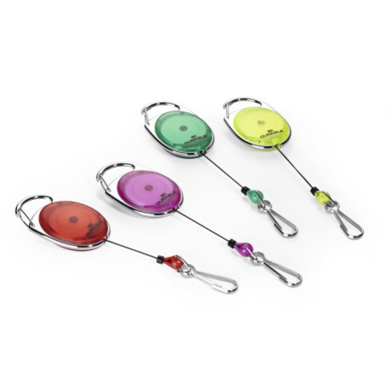 DURABLE Porte-badge avec enrouleur, oval, vert/transparent