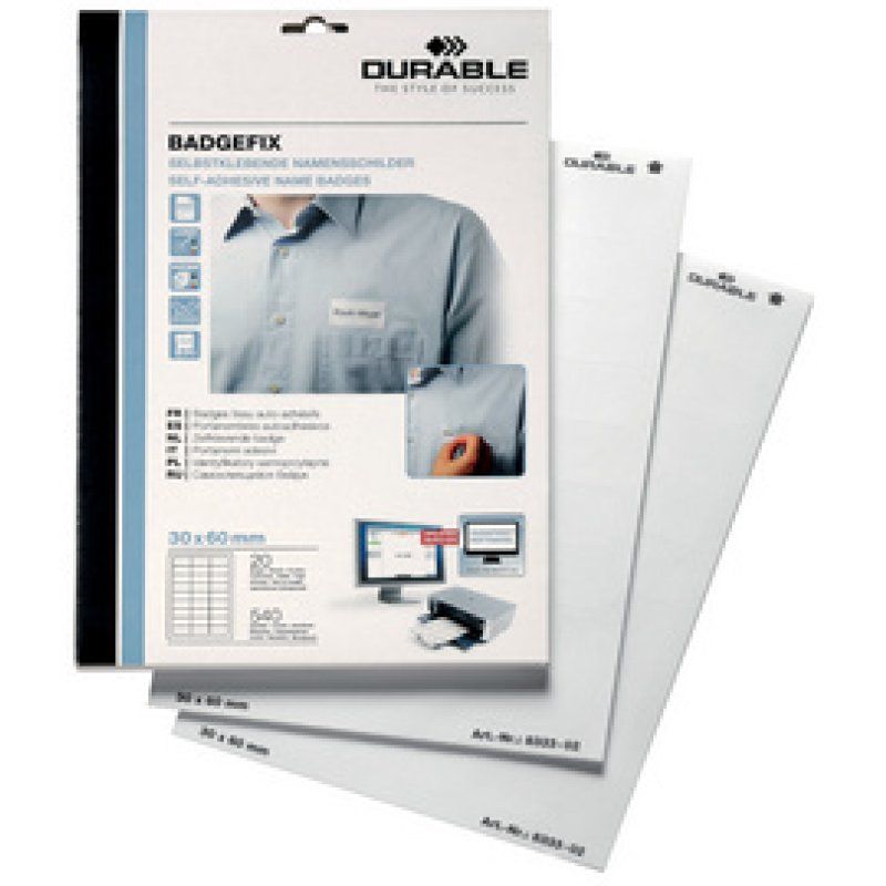 DURABLE Badge BADGEFIX, autocollant, 30 x 60 mm