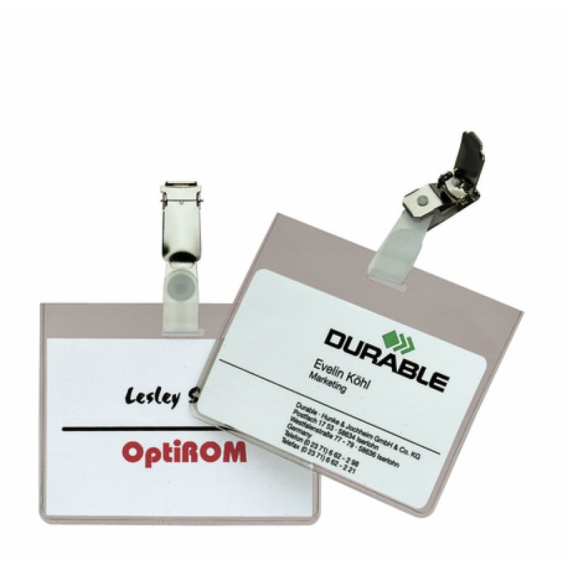 DURABLE Badge nominatif, fermé en haut, 90 x 60 mm