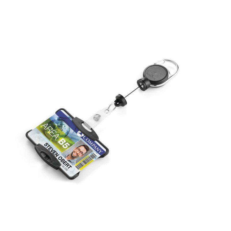 Durable ID card holder with badge reel EXTRA STRONG for 1 card