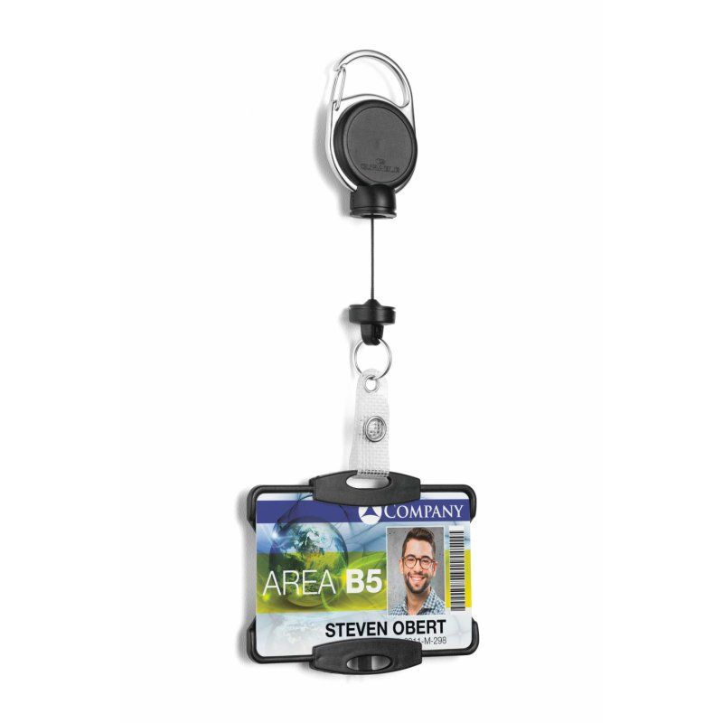 DURABLE Porte-badge avec enrouleur EXTRA STRONG, noir