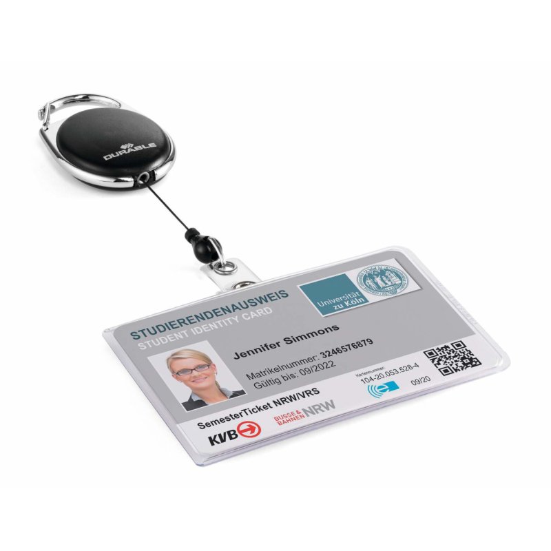 Durable ID card cover with badge reel STYLE for 1 card landscape