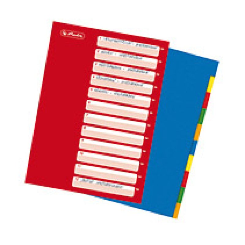 herlitz Intercalaires en plastique, uni, A4, 10 touches