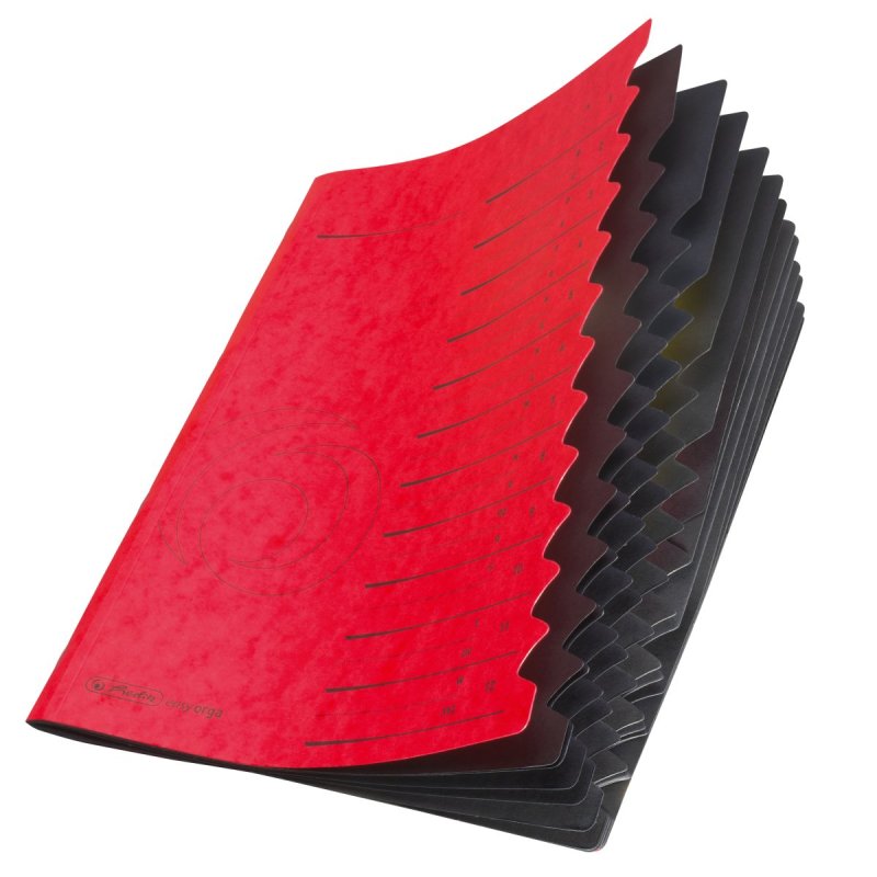 herlitz Trieur easyorga, A4, carton, 12 compartiments, rouge