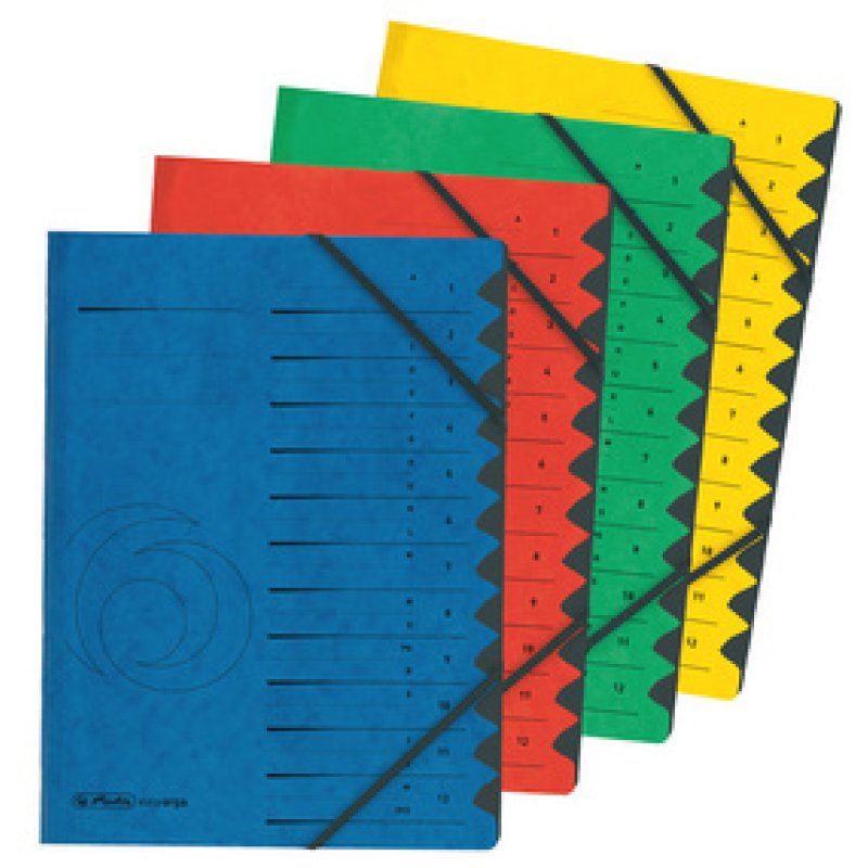 herlitz Trieur easyorga, A4, carton, 12 compartiments, vert