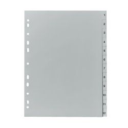 Herlitz 10843407 intercalaire de classement Onglet avec index numérique Polypropylène (PP) Gris
