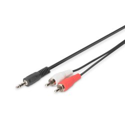 DIGITUS Cordon audio, 2 x fiche mâle RCA - jack mâle, 5,0 m