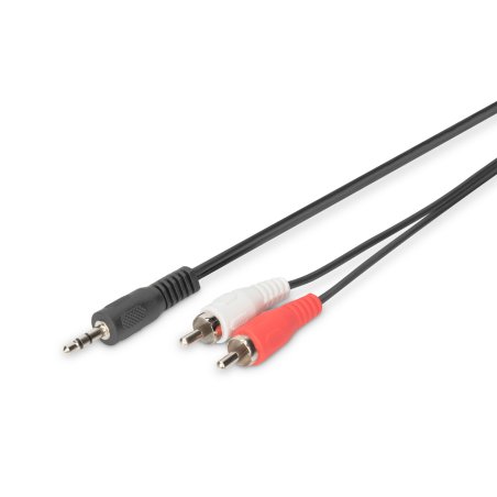 DIGITUS Cordon audio, 2 x fiche mâle RCA - jack mâle, 5,0 m