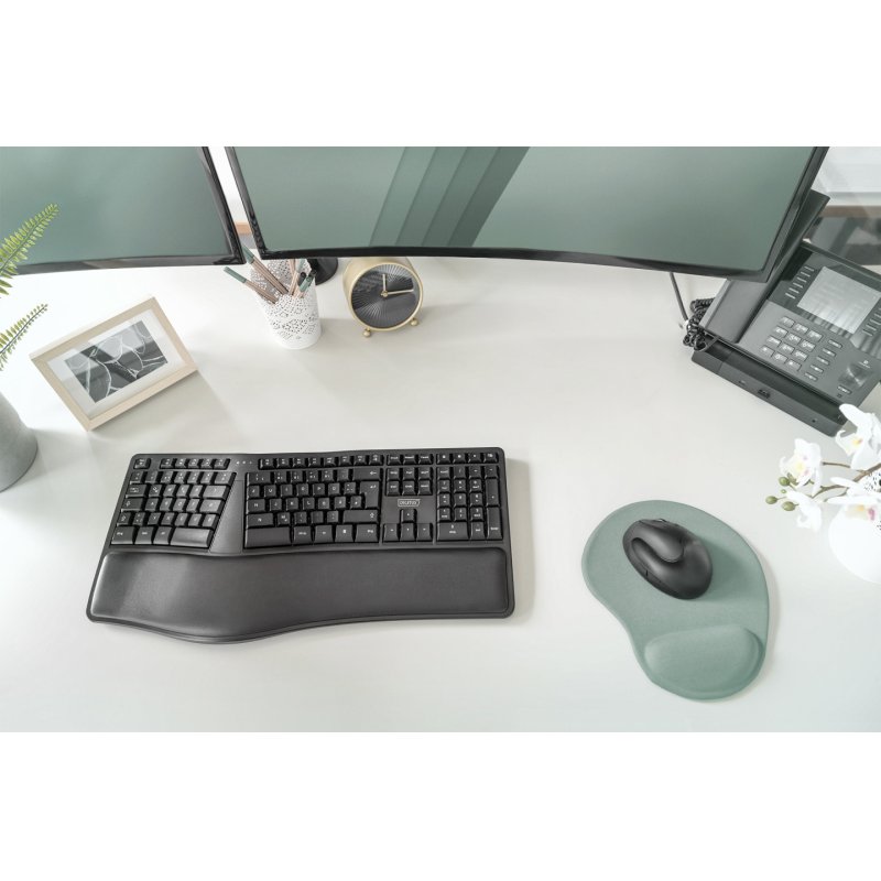 Digitus Ergonomic Keyboard, Wireless, 2.4 GHz