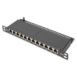 Digitus CAT 6A, panneau de brassage de classe EA, blindé, 12 ports, 0,5 UH, 10", noir