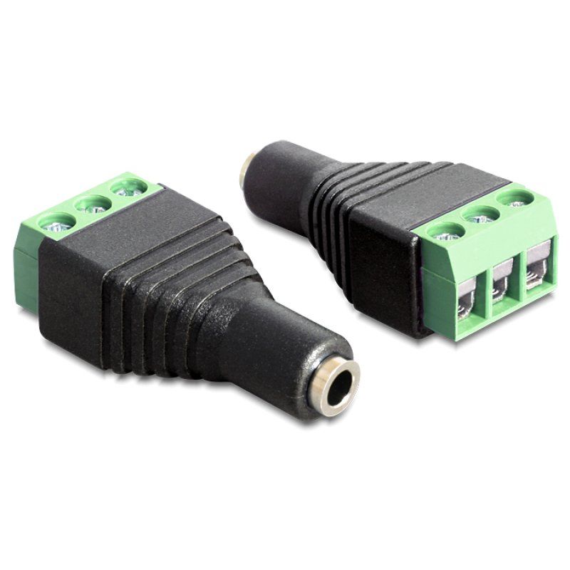DeLOCK 65455 changeur de genre de câble 3.5 mm 3 pin terminal block Noir, Vert