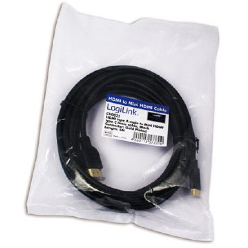LogiLink CH0021 HDMI cable 1 m HDMI Type A (Standard) HDMI Type C (Mini) Black
