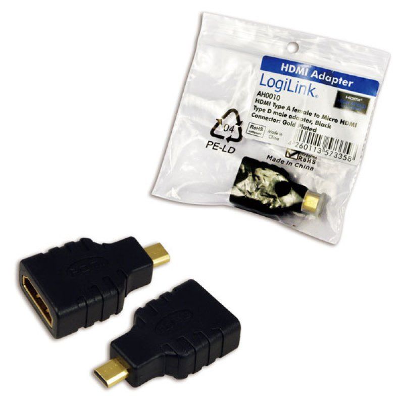 LogiLink AH0010 changeur de genre de câble HDMI D HDMI A Noir