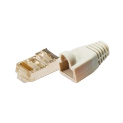 LogiLink Connecteur mâle RJ45, Cat.5e, gris, avec manchon de